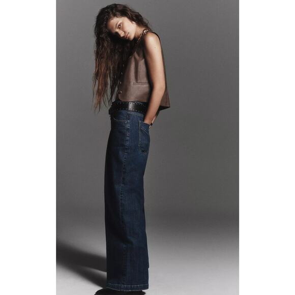 NWT Anthropologie Pilcro Pleated High-Rise Wide-Leg Jeans - 27P - Picture 3 of 4